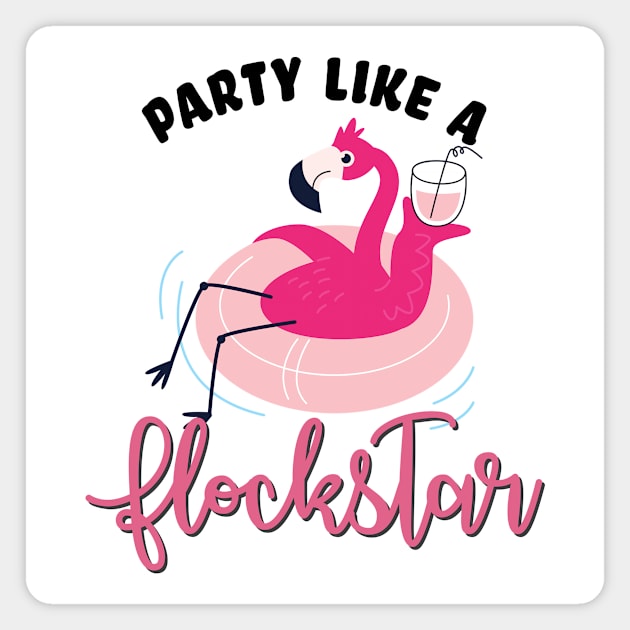 Party Like a Flockstar Flamingo Magnet by CaptainHobbyist